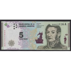 ARGENTINA COL. 813a BILLETE DE $ 5 CONVERTIBLES DE CURSO LEGAL SIN CIRCULAR UNC